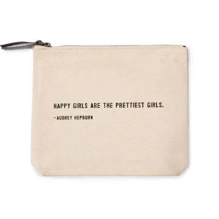 Sugarboo & Co canvas zipper bag with quote design, perfect for cosmetics, accessories, or gifting
