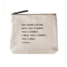 Durable canvas zip bag with leather zipper detail and uplifting quote, perfect for everyday use or gifting sugar boo and co