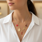 Texas Tech Red Raiders Paper Clip Charm Necklace - close-up neckline detail shot