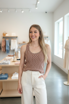 Washed cable knit tank top in 100% cotton with textured design and relaxed fit