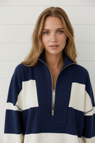 Wide Stripe Top – Zip Detail