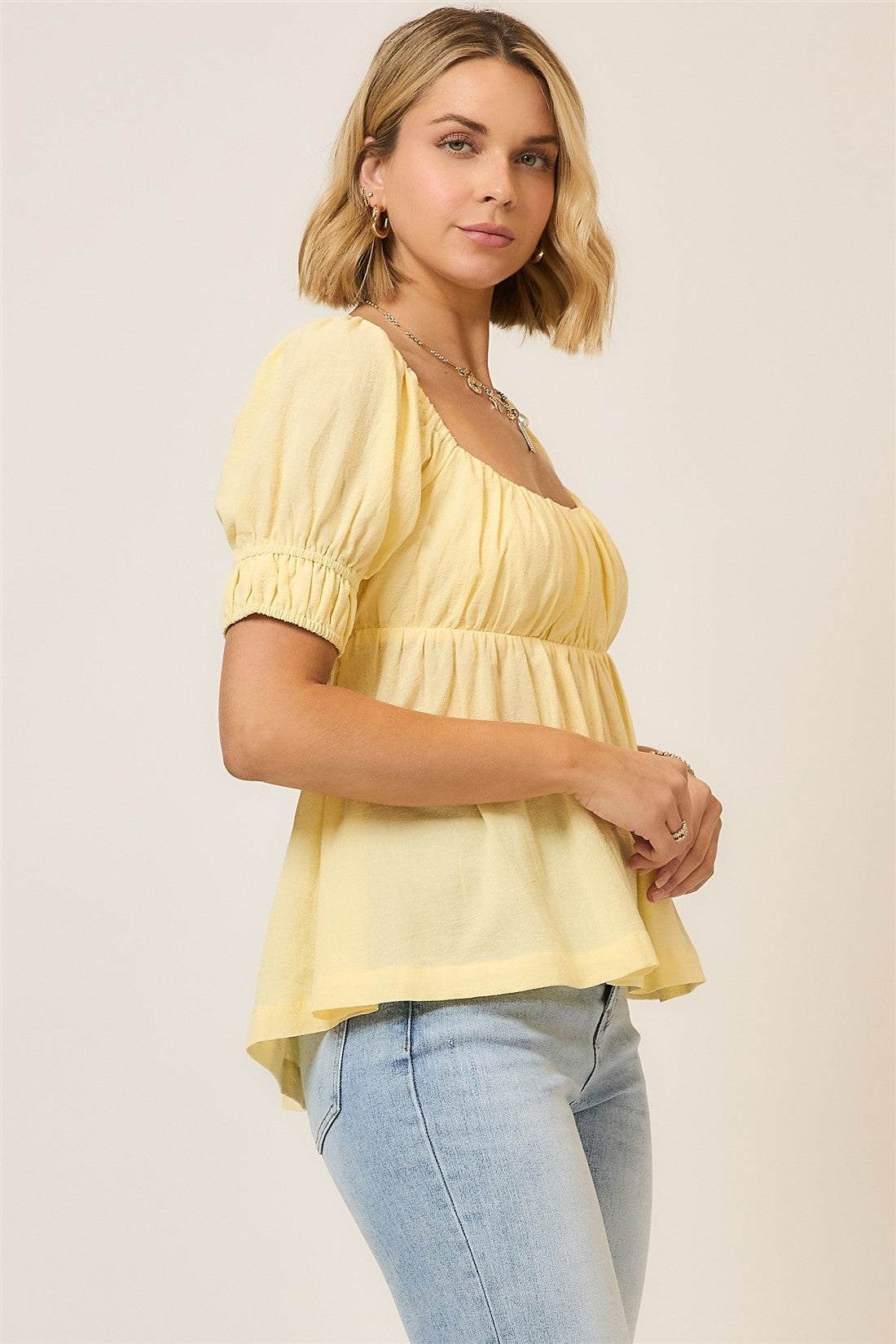 square neck peplum top with tie back